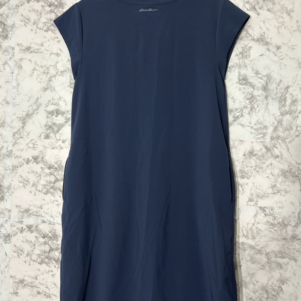 Eddie Bauer Navy V-Neck Lightweight  Women Dress Sz S EUC.  28 - Picture 4 of 10